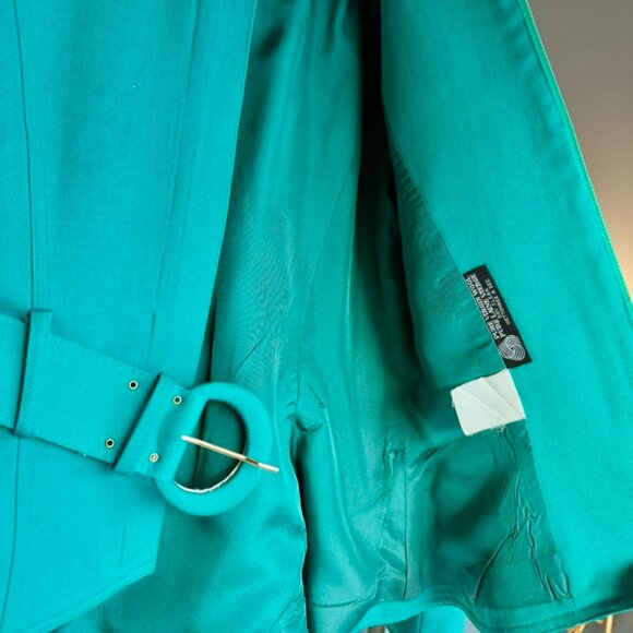 Vintage Teal Green 90s Power Skirt Suit - Picture 10 of 15